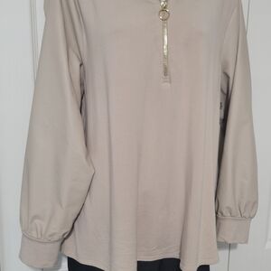 Chico's Tan Long Sleeve Relaxed Blouse